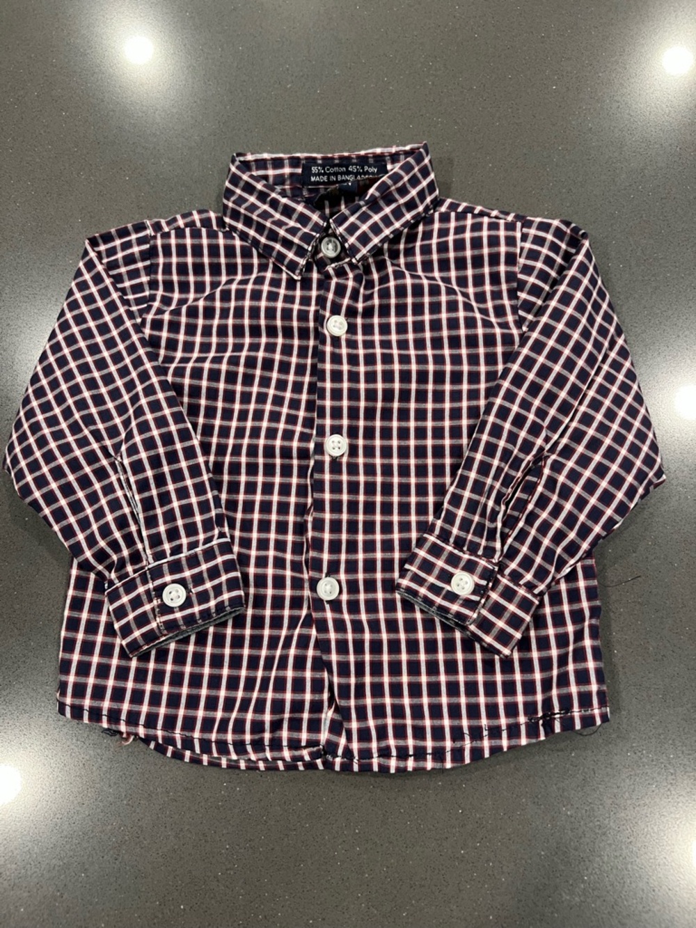 Toddler Plaid Button-Down Shirt in Navy & Red
